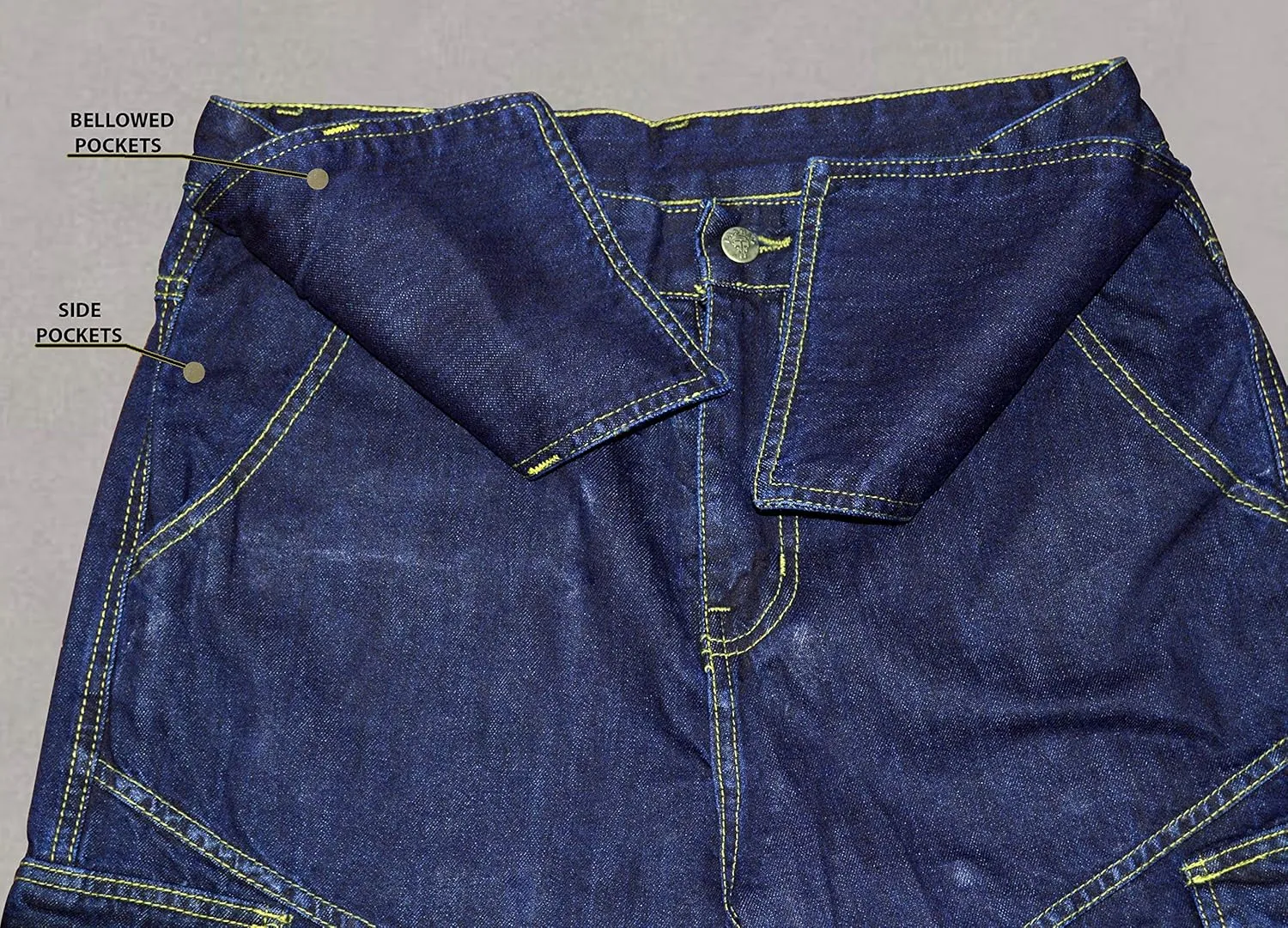 Men Denim Workwear Pants Utility Cargo Work Trousers Cordura Knee Reinforcement with Holster Pockets