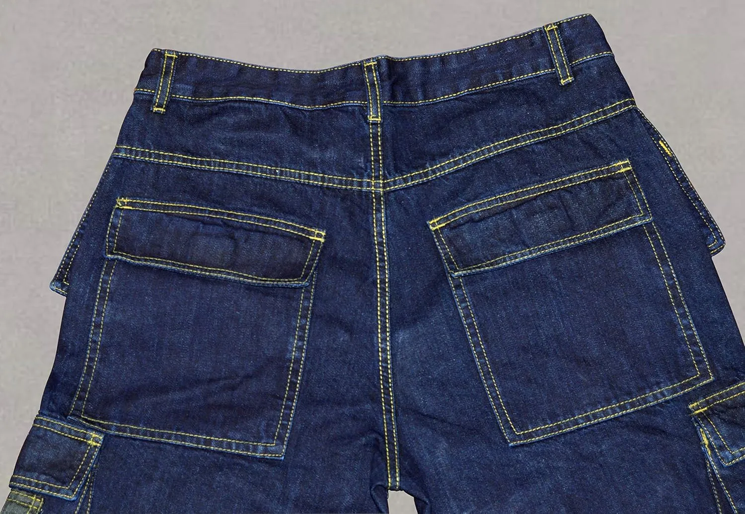 Men Denim Workwear Pants Utility Cargo Work Trousers Cordura Knee Reinforcement with Holster Pockets
