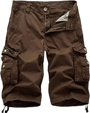 Mens Camo Cargo Shorts Relaxed Fit Lightweight Multi Pocket Camouflage Outdoor Twill Cargo Shorts