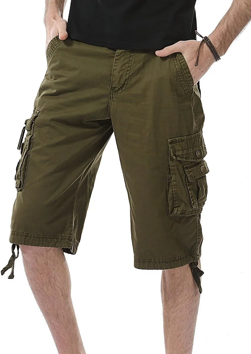 Mens Camo Cargo Shorts Relaxed Fit Lightweight Multi Pocket Camouflage Outdoor Twill Cargo Shorts