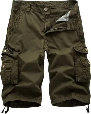 Mens Camo Cargo Shorts Relaxed Fit Lightweight Multi Pocket Camouflage Outdoor Twill Cargo Shorts