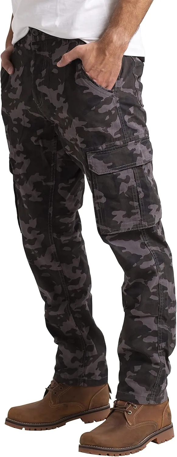 Mens Cargo Combat Work Pants Camouflage Relaxed Casual Cotton 6 Pockets Construction Workwear Full Pants Sizes 32W-44W