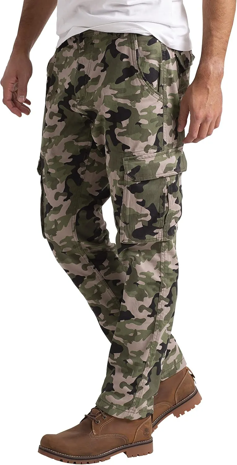 Mens Cargo Combat Work Pants Camouflage Relaxed Casual Cotton 6 Pockets Construction Workwear Full Pants Sizes 32W-44W
