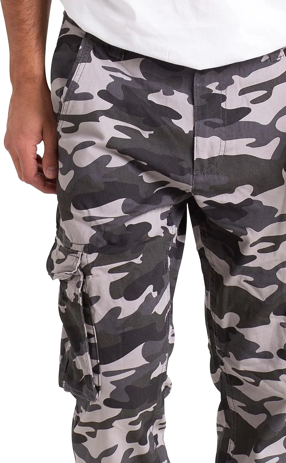 Mens Cargo Combat Work Pants Camouflage Relaxed Casual Cotton 6 Pockets Construction Workwear Full Pants Sizes 32W-44W