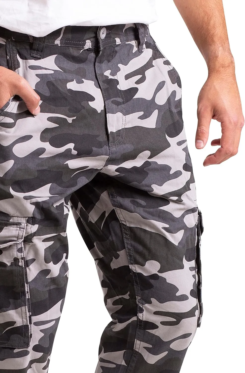 Mens Cargo Combat Work Pants Camouflage Relaxed Casual Cotton 6 Pockets Construction Workwear Full Pants Sizes 32W-44W