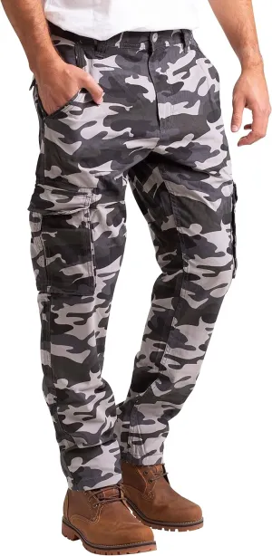 Mens Cargo Combat Work Pants Camouflage Relaxed Casual Cotton 6 Pockets Construction Workwear Full Pants Sizes 32W-44W