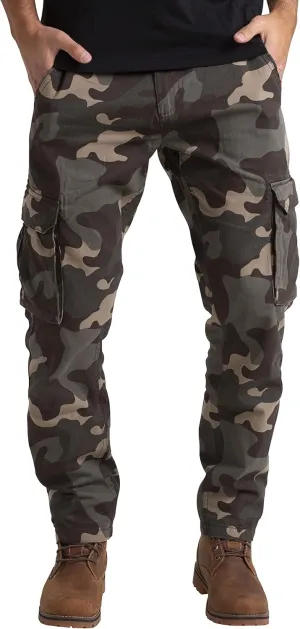 Mens Cargo Combat Work Pants Camouflage Relaxed Casual Cotton 6 Pockets Construction Workwear Full Pants Sizes 32W-44W