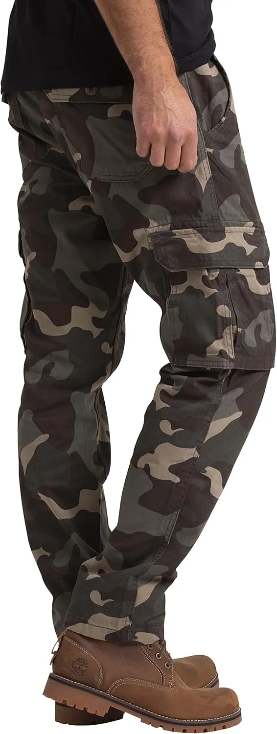 Mens Cargo Combat Work Pants Camouflage Relaxed Casual Cotton 6 Pockets Construction Workwear Full Pants Sizes 32W-44W