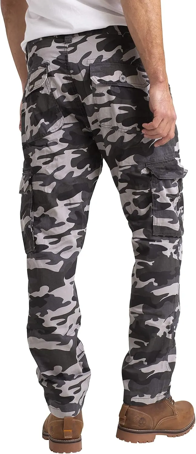 Mens Cargo Combat Work Pants Camouflage Relaxed Casual Cotton 6 Pockets Construction Workwear Full Pants Sizes 32W-44W