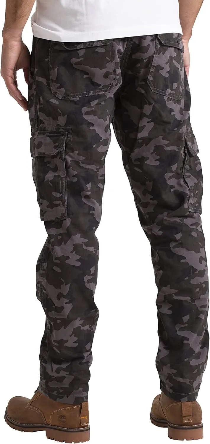 Mens Cargo Combat Work Pants Camouflage Relaxed Casual Cotton 6 Pockets Construction Workwear Full Pants Sizes 32W-44W