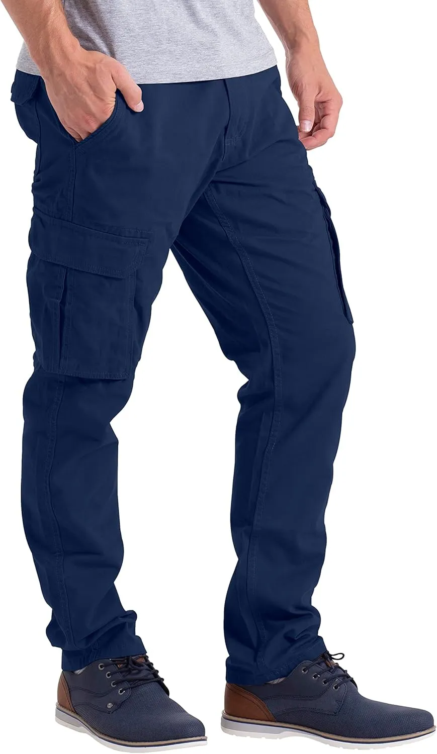 Mens Cargo Pants Casual Regular Fit 100% Cotton Multi Pockets Outdoor Hiking Security Cargo Combat Work Pants Sizes 32W-44W