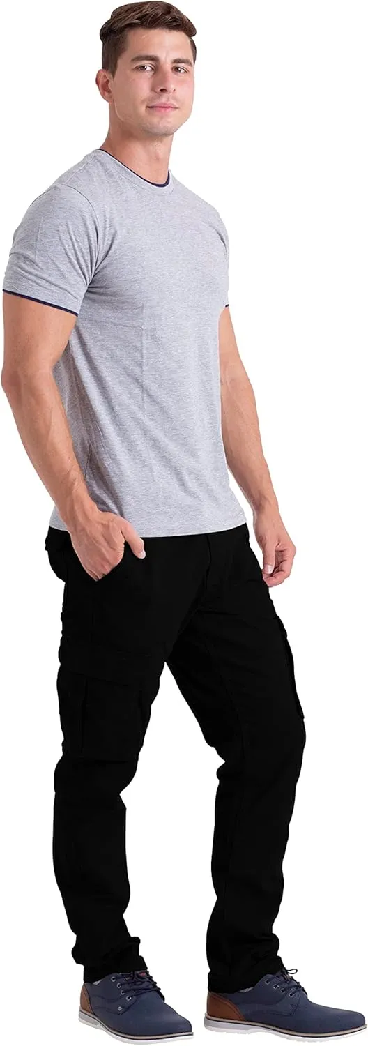 Mens Cargo Pants Casual Regular Fit 100% Cotton Multi Pockets Outdoor Hiking Security Cargo Combat Work Pants Sizes 32W-44W