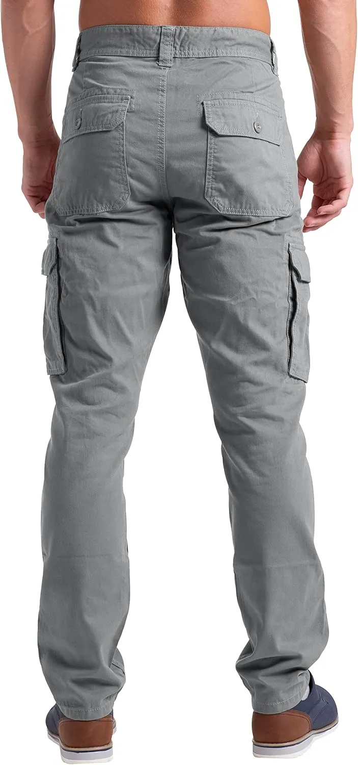 Mens Cargo Pants Casual Regular Fit 100% Cotton Multi Pockets Outdoor Hiking Security Cargo Combat Work Pants Sizes 32W-44W