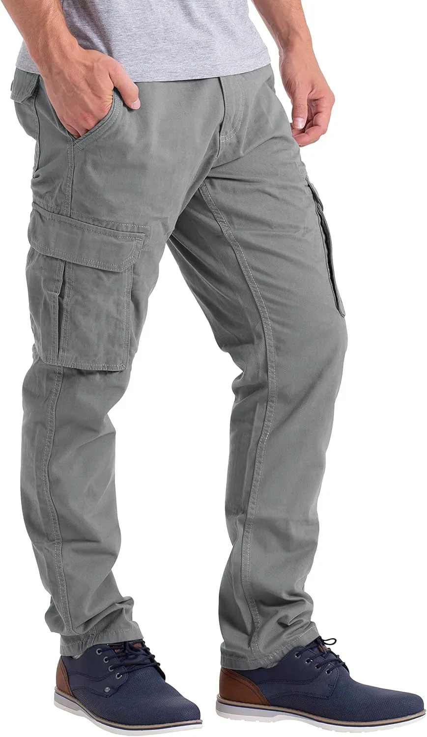Mens Cargo Pants Casual Regular Fit 100% Cotton Multi Pockets Outdoor Hiking Security Cargo Combat Work Pants Sizes 32W-44W