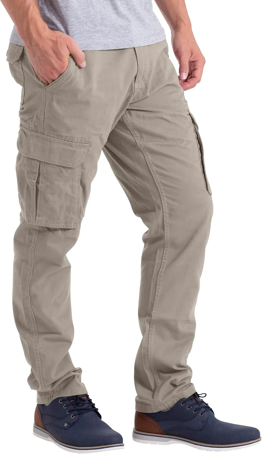 Mens Cargo Pants Casual Regular Fit 100% Cotton Multi Pockets Outdoor Hiking Security Cargo Combat Work Pants Sizes 32W-44W