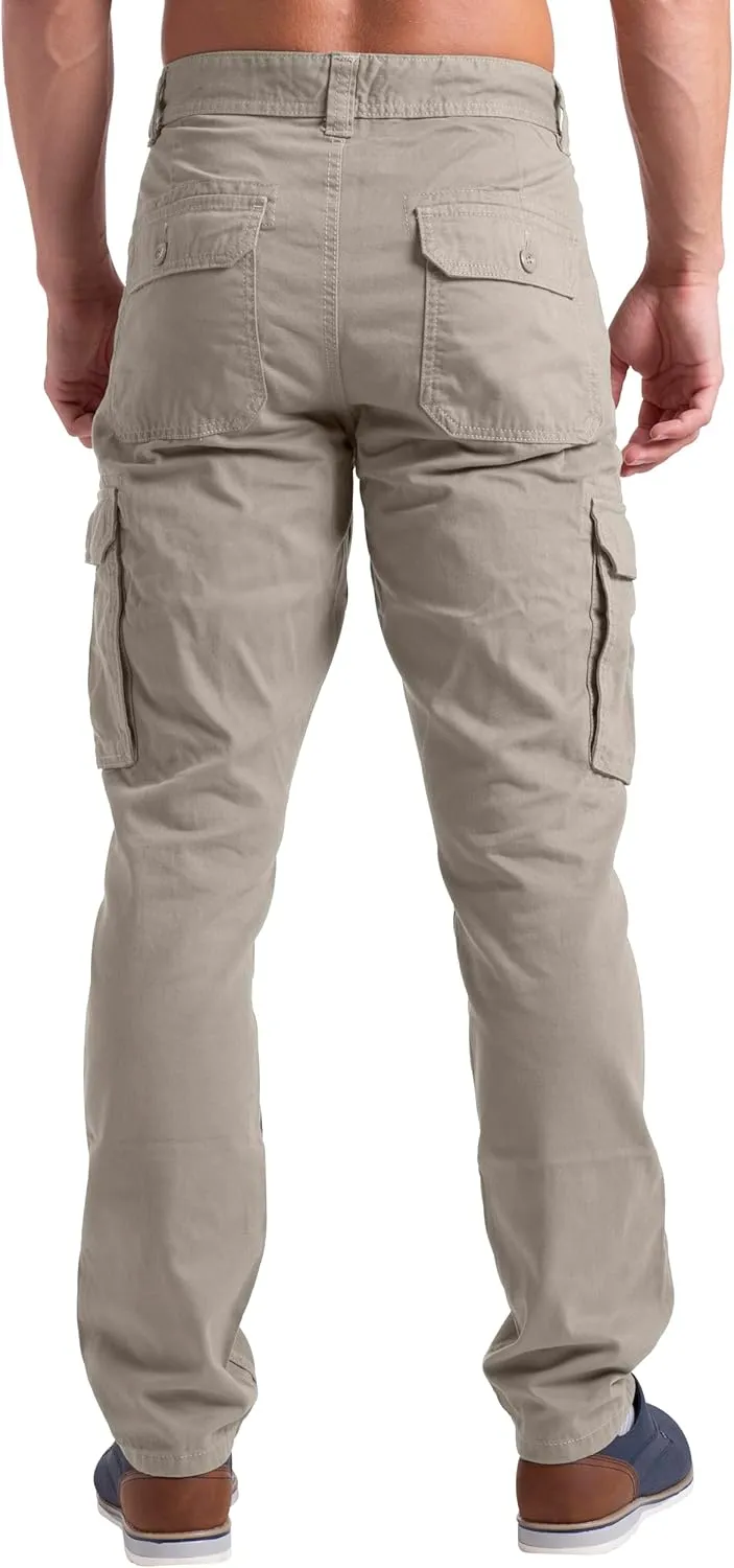 Mens Cargo Pants Casual Regular Fit 100% Cotton Multi Pockets Outdoor Hiking Security Cargo Combat Work Pants Sizes 32W-44W