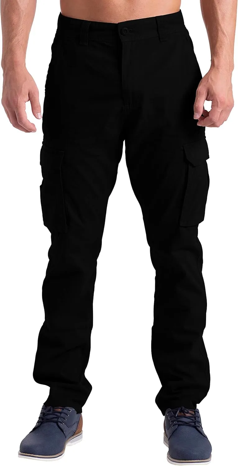 Mens Cargo Pants Casual Regular Fit 100% Cotton Multi Pockets Outdoor Hiking Security Cargo Combat Work Pants Sizes 32W-44W