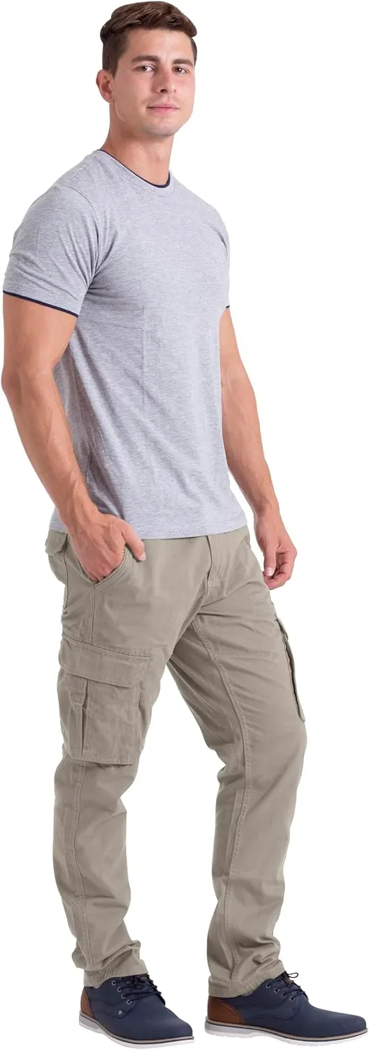 Mens Cargo Pants Casual Regular Fit 100% Cotton Multi Pockets Outdoor Hiking Security Cargo Combat Work Pants Sizes 32W-44W