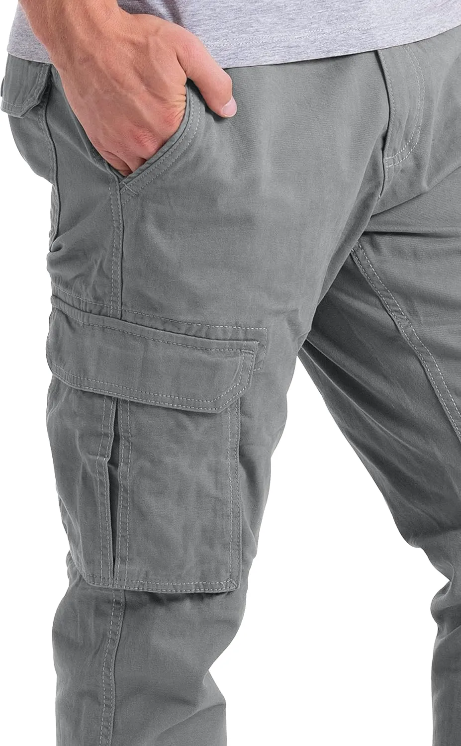 Mens Cargo Pants Casual Regular Fit 100% Cotton Multi Pockets Outdoor Hiking Security Cargo Combat Work Pants Sizes 32W-44W