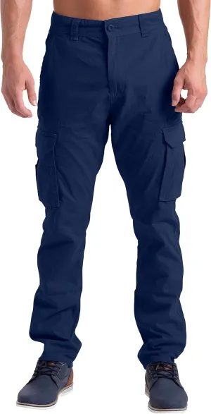 Mens Cargo Pants Casual Regular Fit 100% Cotton Multi Pockets Outdoor Hiking Security Cargo Combat Work Pants Sizes 32W-44W