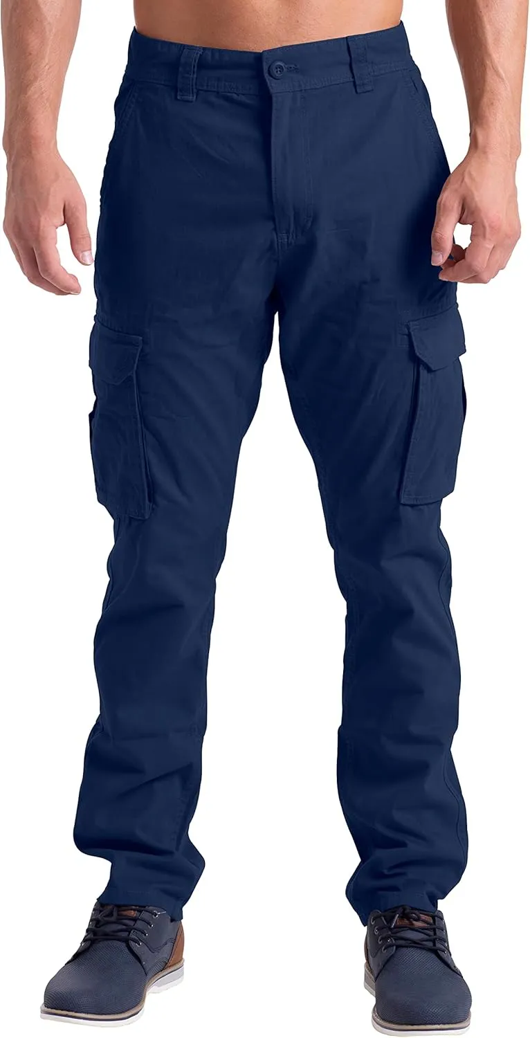 Mens Cargo Pants Casual Regular Fit 100% Cotton Multi Pockets Outdoor Hiking Security Cargo Combat Work Pants Sizes 32W-44W