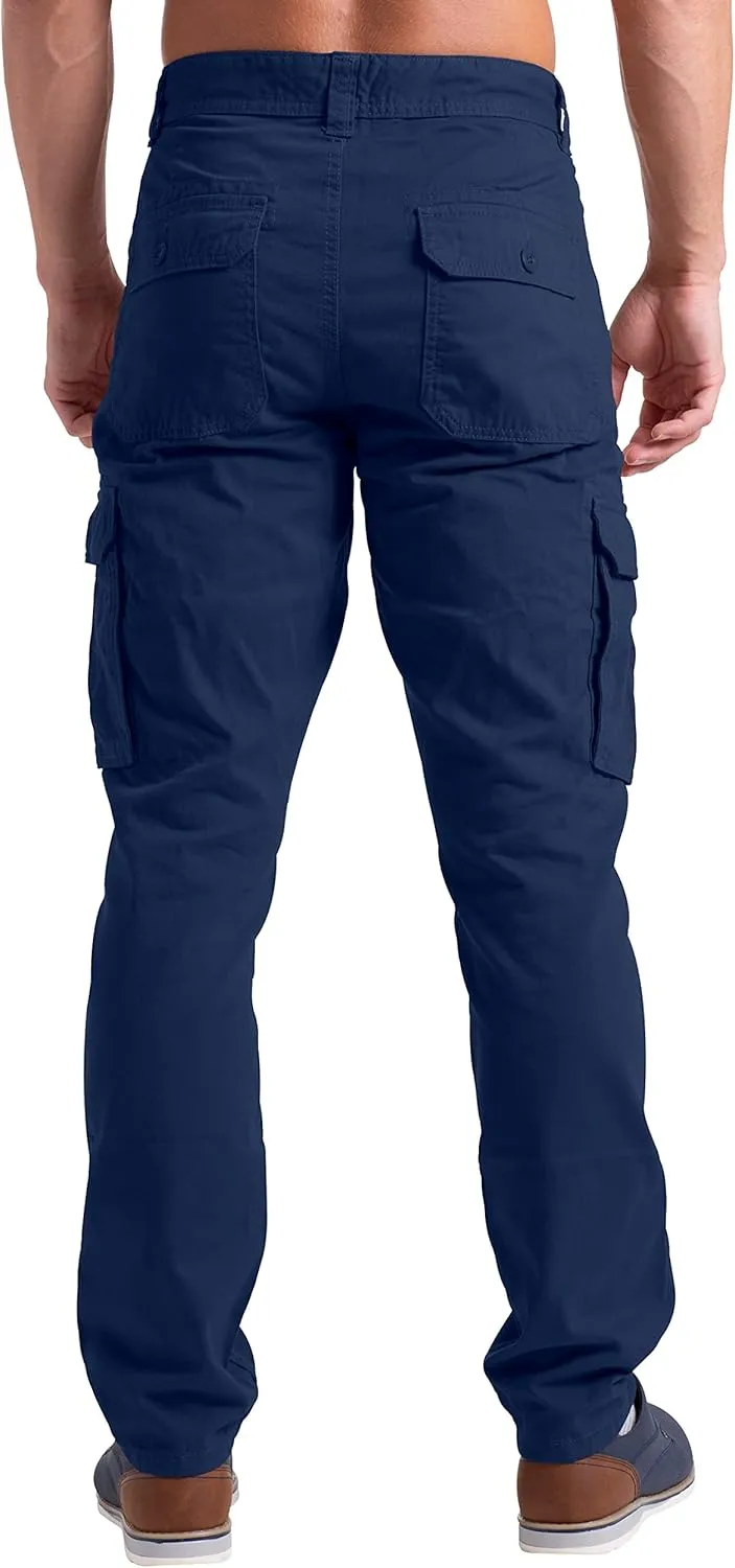 Mens Cargo Pants Casual Regular Fit 100% Cotton Multi Pockets Outdoor Hiking Security Cargo Combat Work Pants Sizes 32W-44W