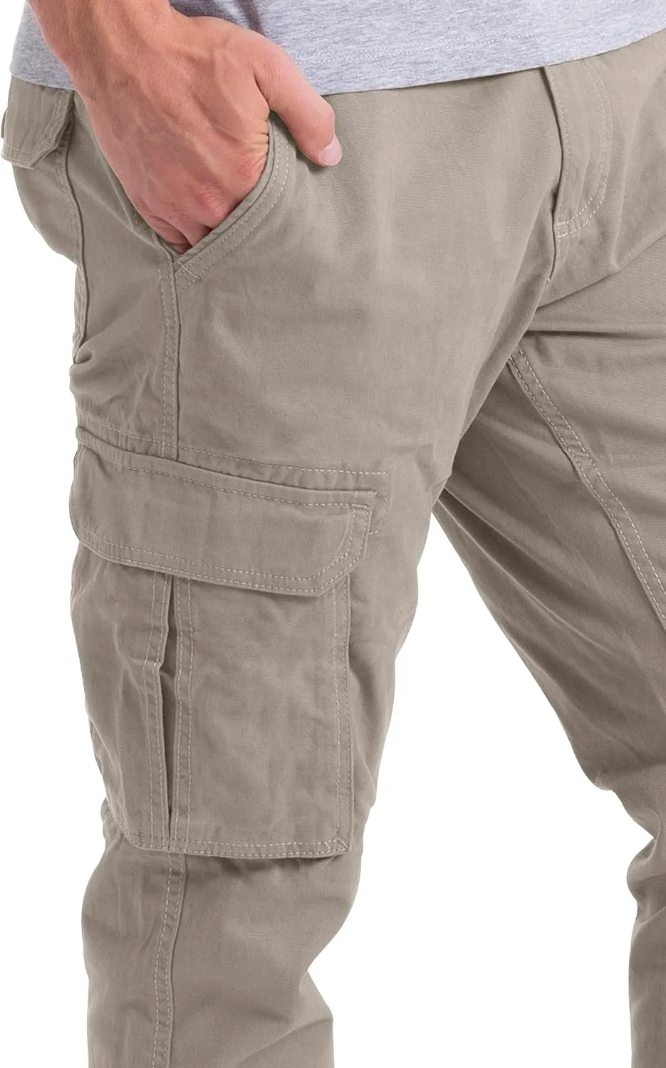 Mens Cargo Pants Casual Regular Fit 100% Cotton Multi Pockets Outdoor Hiking Security Cargo Combat Work Pants Sizes 32W-44W