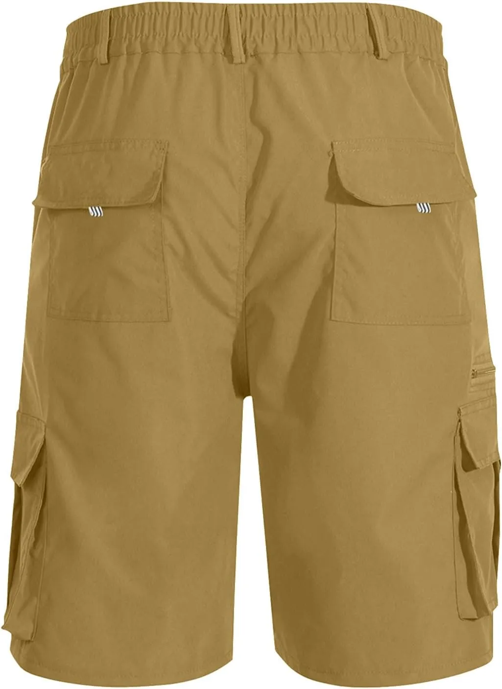 Men's Cargo Shorts 3/4 Relaxed Fit Below Knee Length Shorts 7 Pockets Elastic Waist Cotton Hiking Shorts