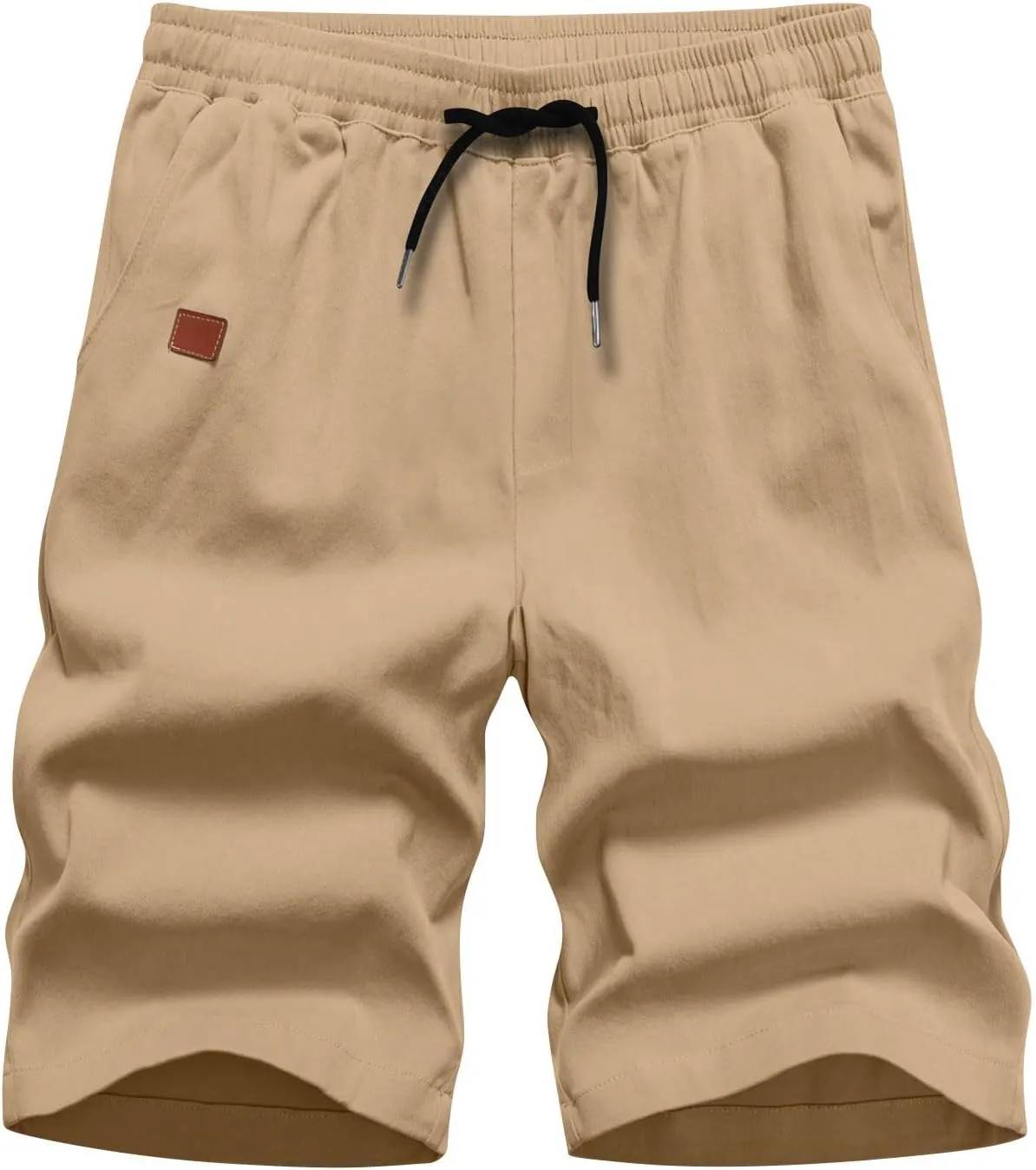 Men's Cargo Shorts 3/4 Relaxed Fit Below Knee Length Shorts 7 Pockets Elastic Waist Cotton Hiking Shorts