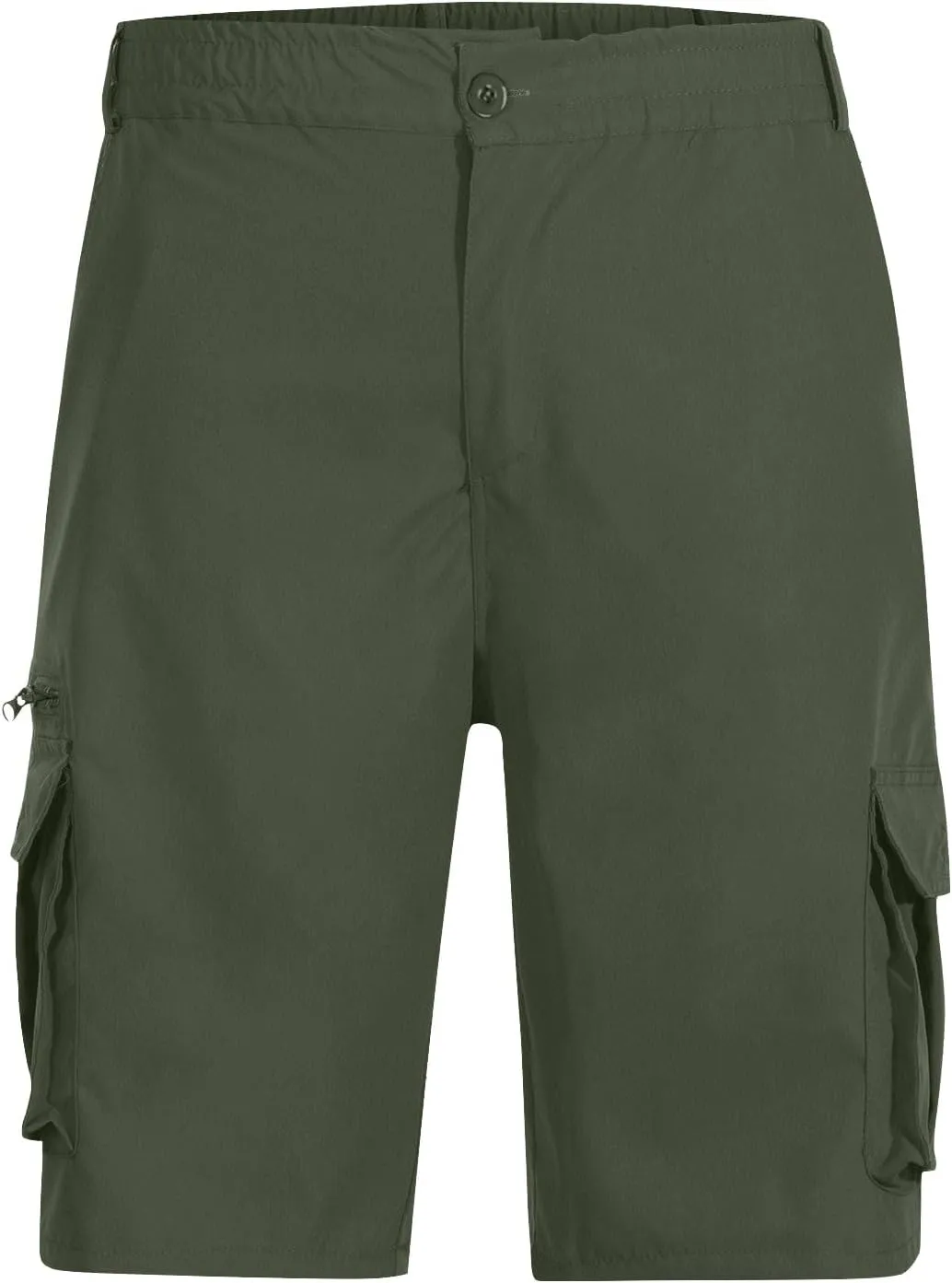 Men's Cargo Shorts 3/4 Relaxed Fit Below Knee Length Shorts 7 Pockets Elastic Waist Cotton Hiking Shorts