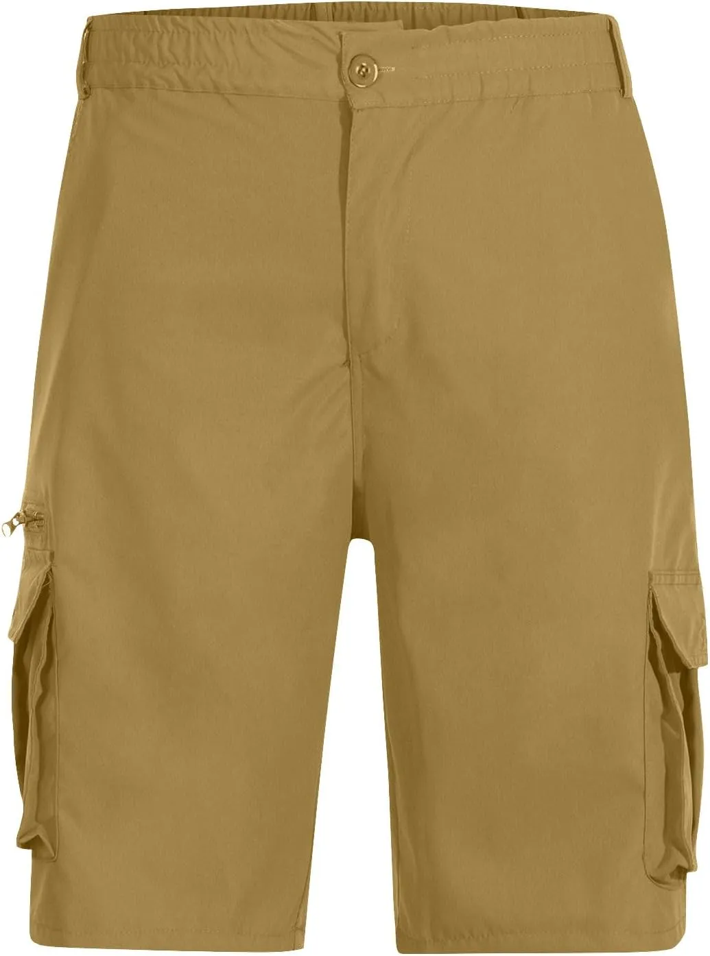 Men's Cargo Shorts 3/4 Relaxed Fit Below Knee Length Shorts 7 Pockets Elastic Waist Cotton Hiking Shorts