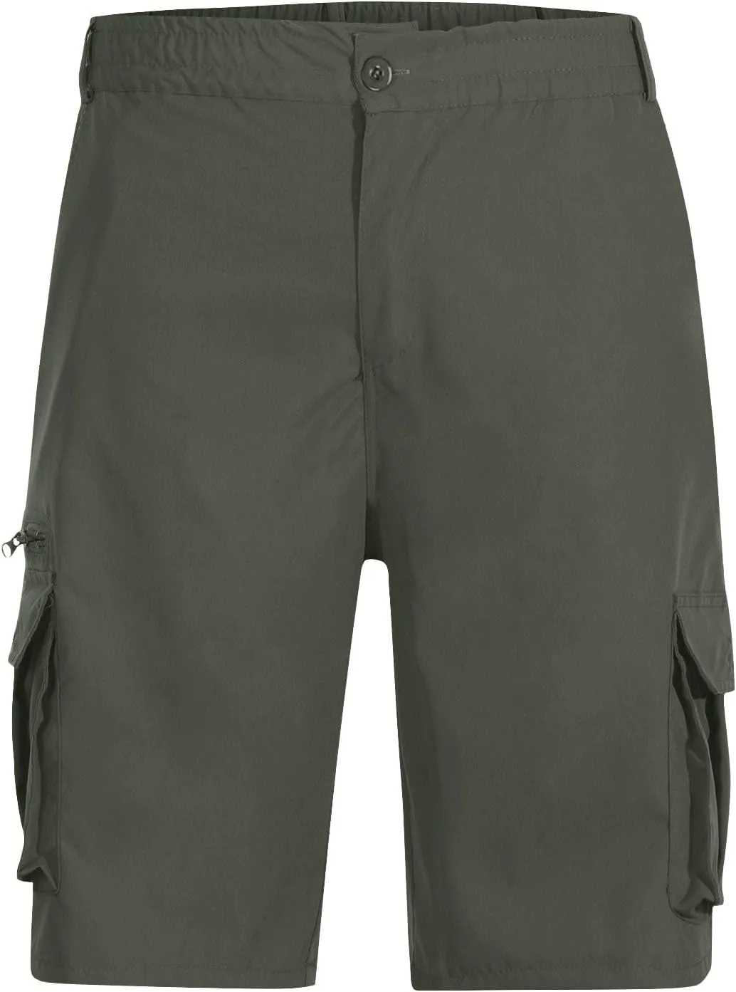 Men's Cargo Shorts 3/4 Relaxed Fit Below Knee Length Shorts 7 Pockets Elastic Waist Cotton Hiking Shorts