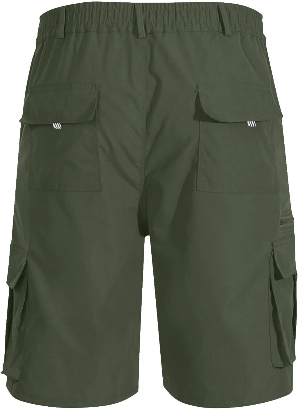 Men's Cargo Shorts 3/4 Relaxed Fit Below Knee Length Shorts 7 Pockets Elastic Waist Cotton Hiking Shorts