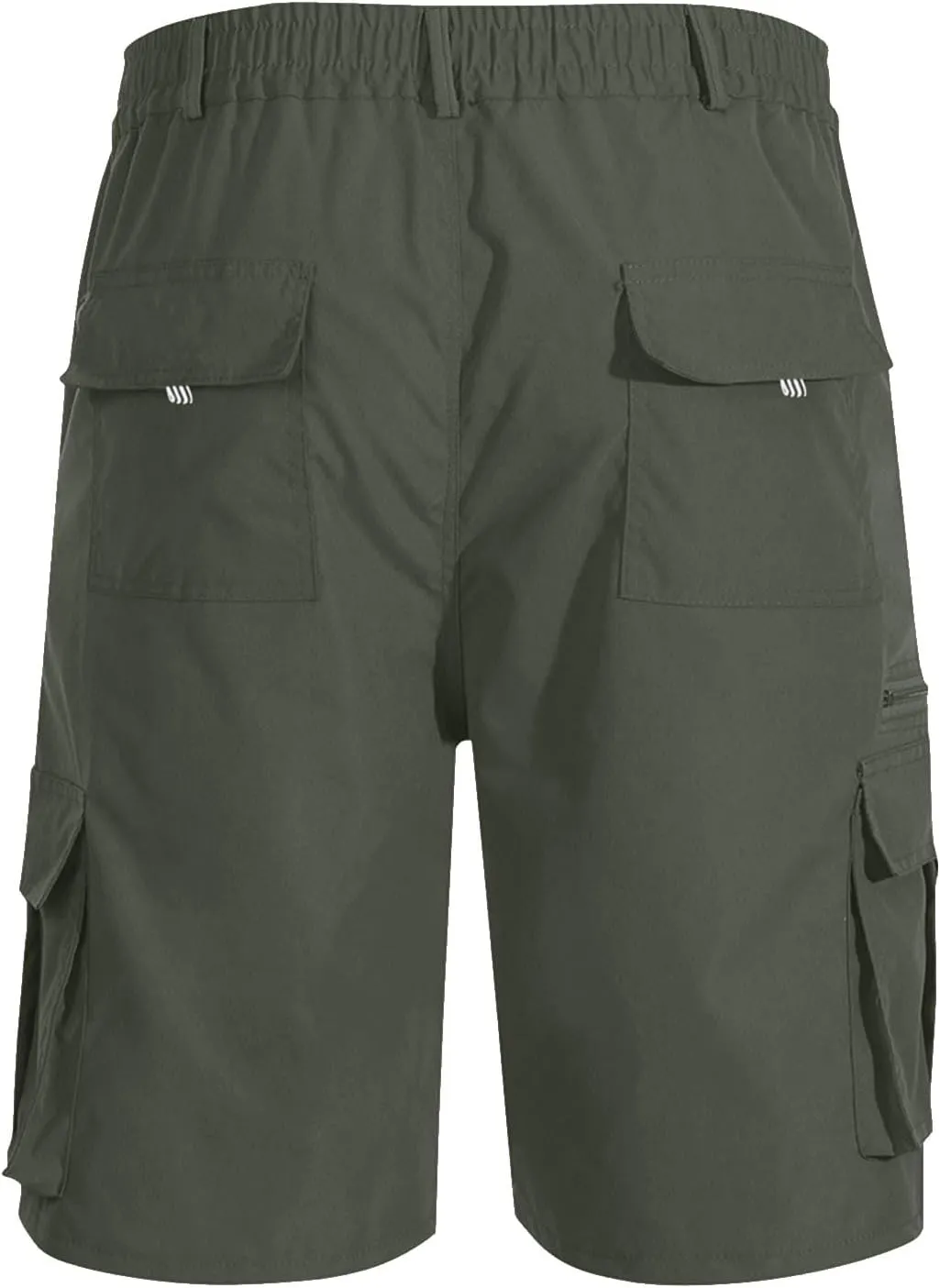 Men's Cargo Shorts 3/4 Relaxed Fit Below Knee Length Shorts 7 Pockets Elastic Waist Cotton Hiking Shorts