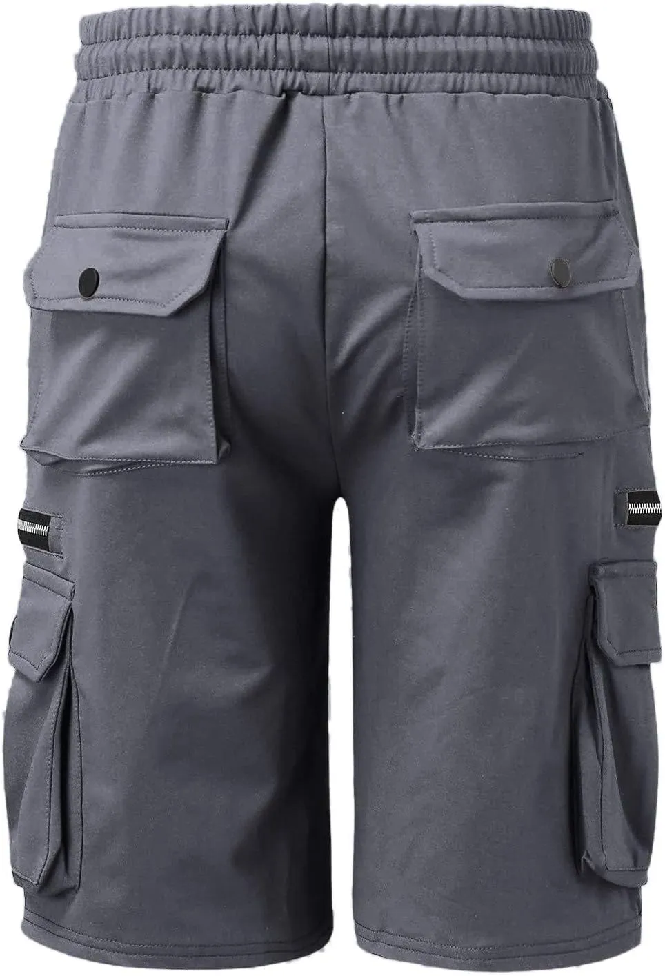Mens Cargo Shorts Drawstring Elastic Waist Cotton Short Pants Outdoor Athletic Hiking Shorts with Pockets