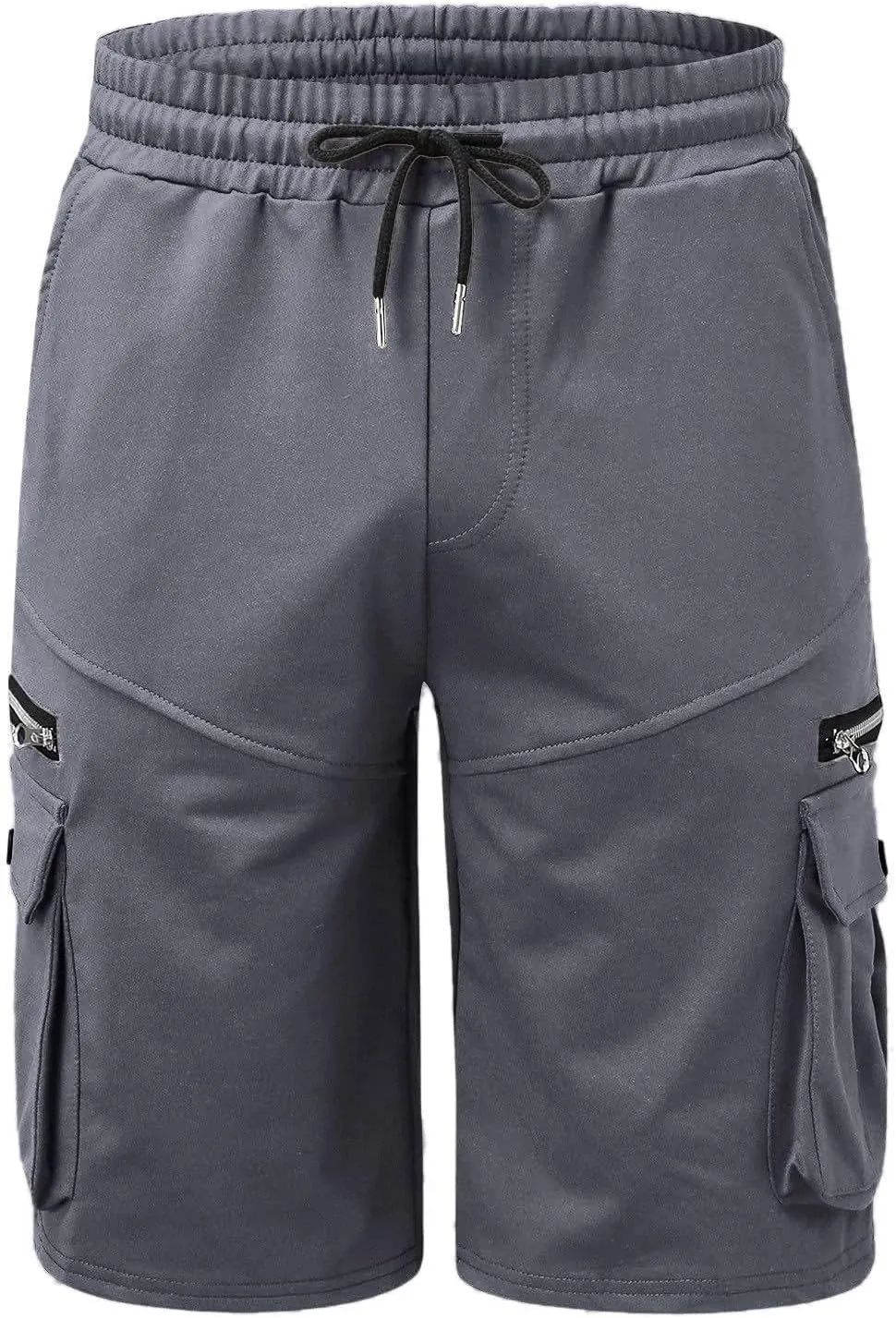 Mens Cargo Shorts Drawstring Elastic Waist Cotton Short Pants Outdoor Athletic Hiking Shorts with Pockets