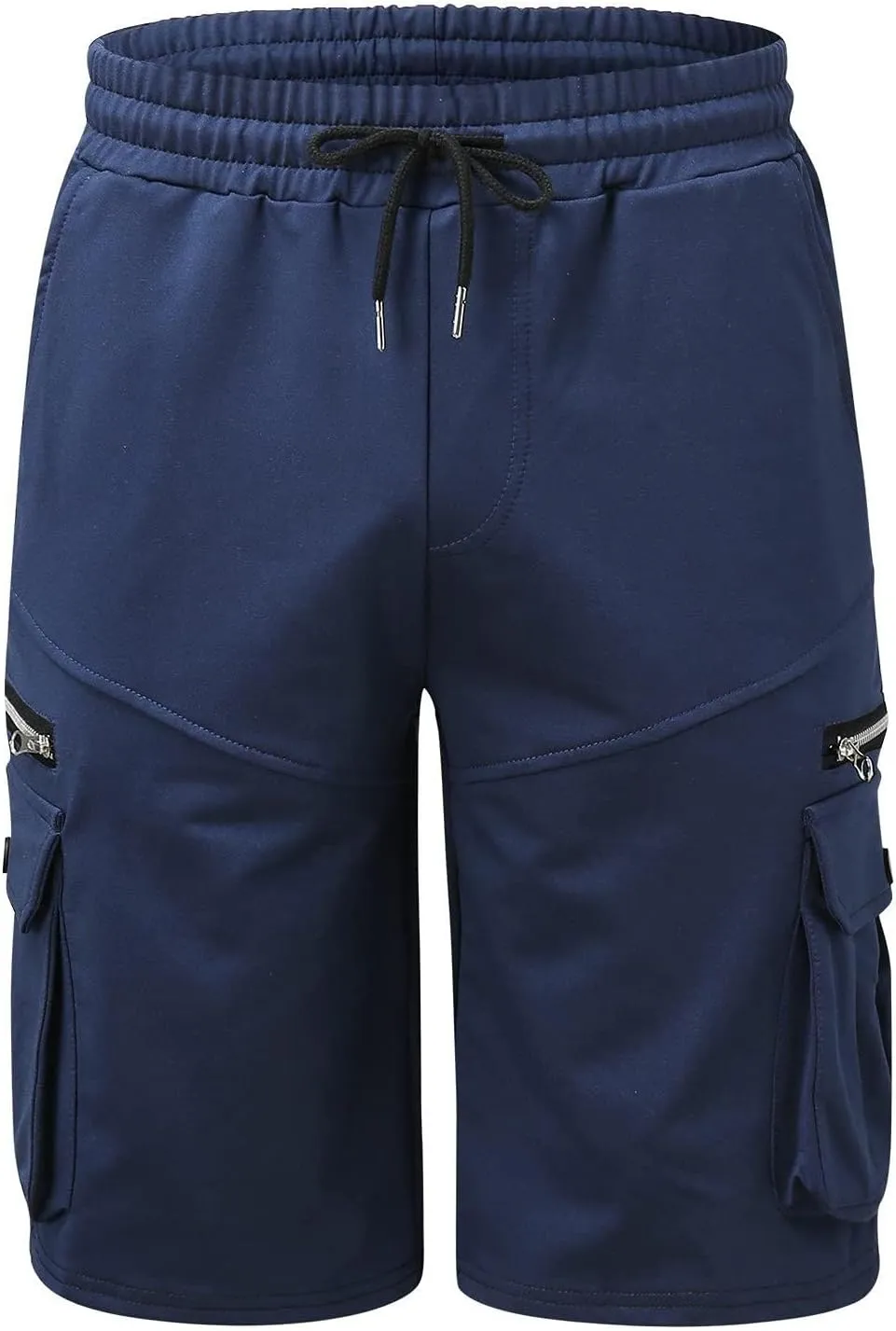 Mens Cargo Shorts Drawstring Elastic Waist Cotton Short Pants Outdoor Athletic Hiking Shorts with Pockets