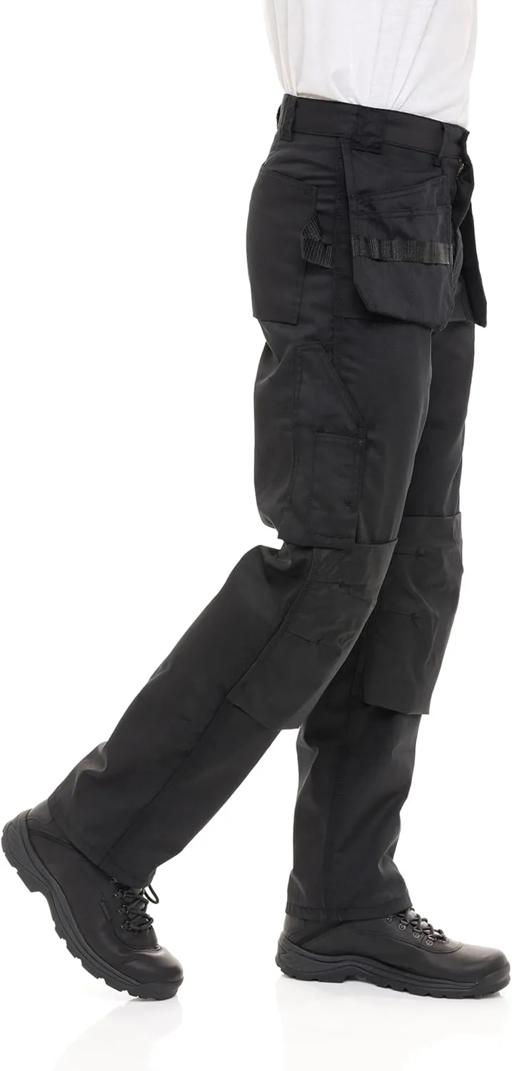 Men's Heavy Duty Construction Pants with Cordura Knees & Tool Pockets - Durable Work Trousers
