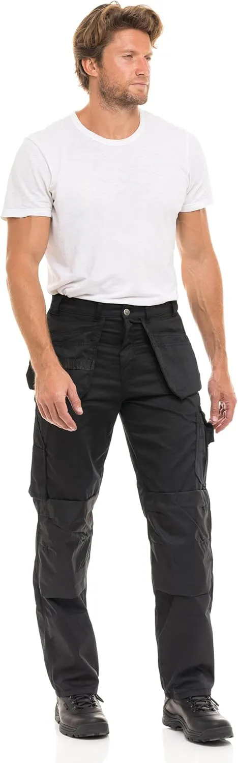 Men's Heavy Duty Construction Pants with Cordura Knees & Tool Pockets - Durable Work Trousers