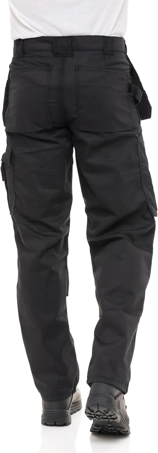 Men's Heavy Duty Construction Pants with Cordura Knees & Tool Pockets - Durable Work Trousers