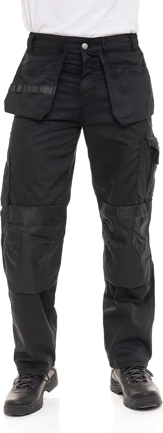 Men's Heavy Duty Construction Pants with Cordura Knees & Tool Pockets - Durable Work Trousers