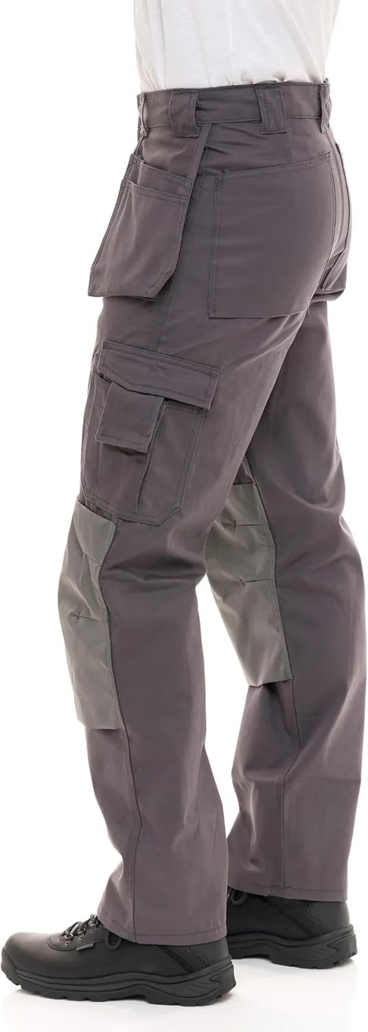 Men's Heavy Duty Construction Pants with Cordura Knees & Tool Pockets - Durable Work Trousers