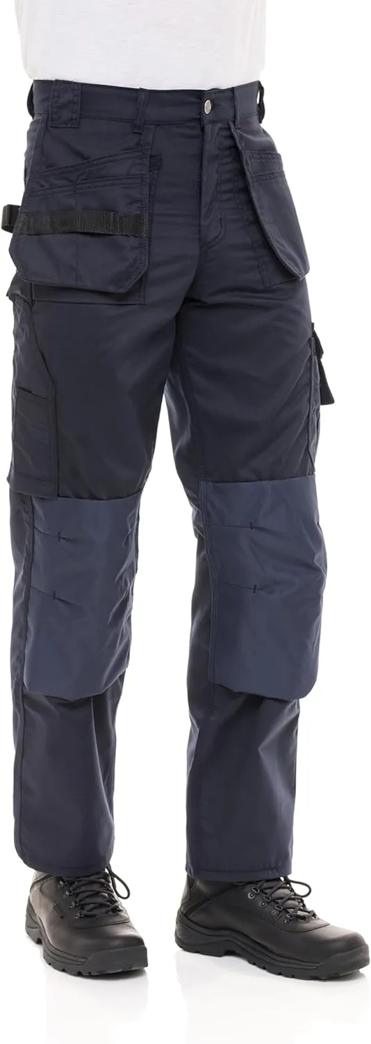 Men's Heavy Duty Construction Pants with Cordura Knees & Tool Pockets - Durable Work Trousers