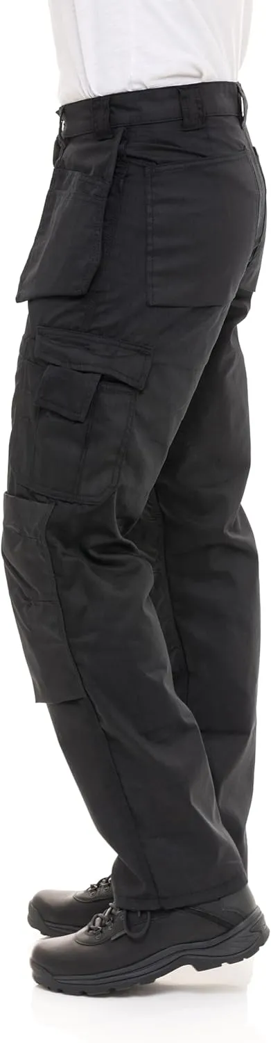 Men's Heavy Duty Construction Pants with Cordura Knees & Tool Pockets - Durable Work Trousers
