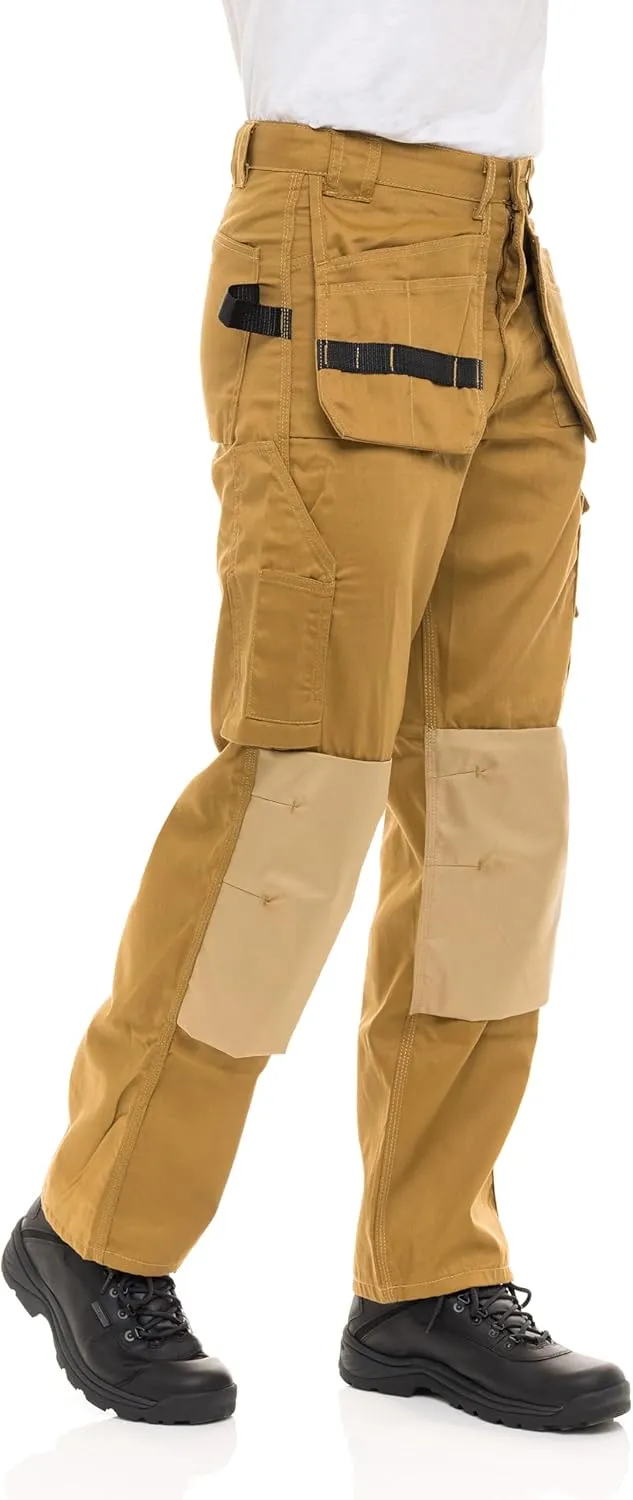 Men's Heavy Duty Construction Pants with Cordura Knees & Tool Pockets - Durable Work Trousers