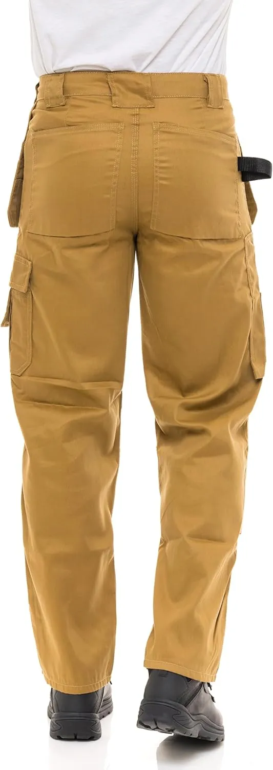 Men's Heavy Duty Construction Pants with Cordura Knees & Tool Pockets - Durable Work Trousers