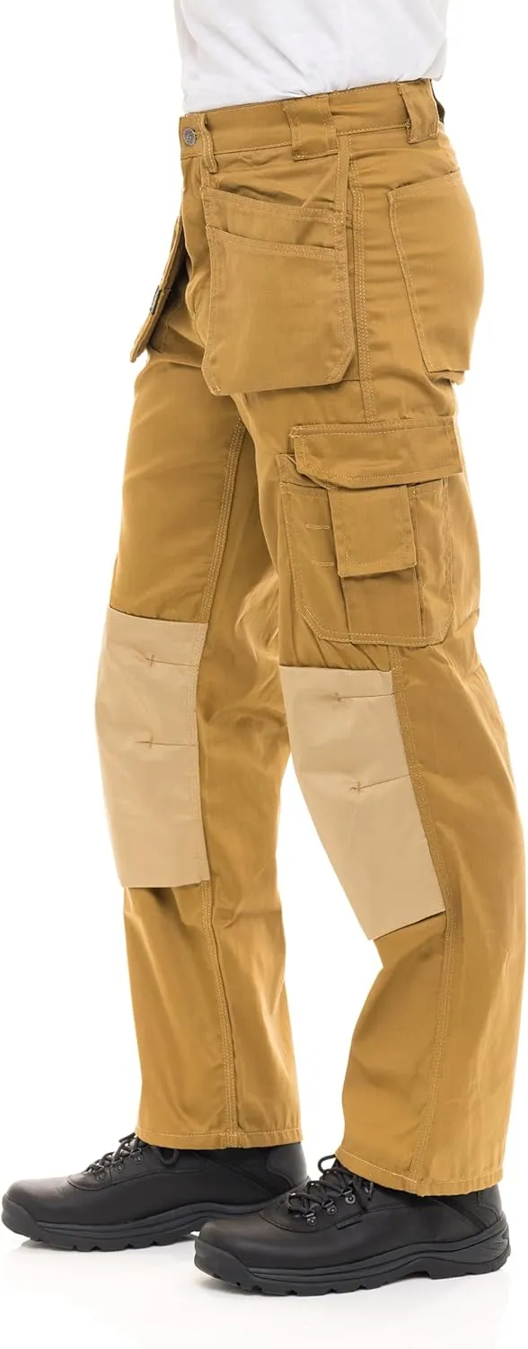 Men's Heavy Duty Construction Pants with Cordura Knees & Tool Pockets - Durable Work Trousers