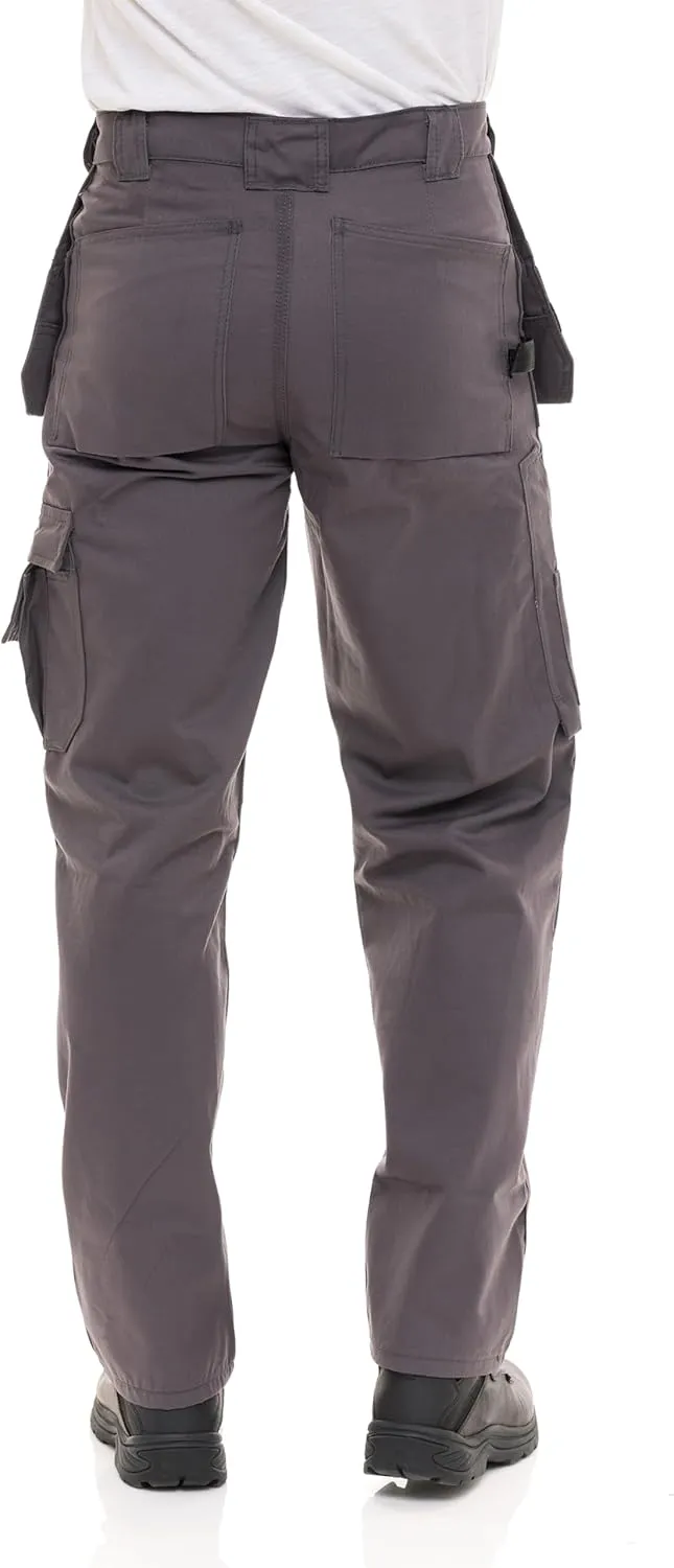 Men's Heavy Duty Construction Pants with Cordura Knees & Tool Pockets - Durable Work Trousers