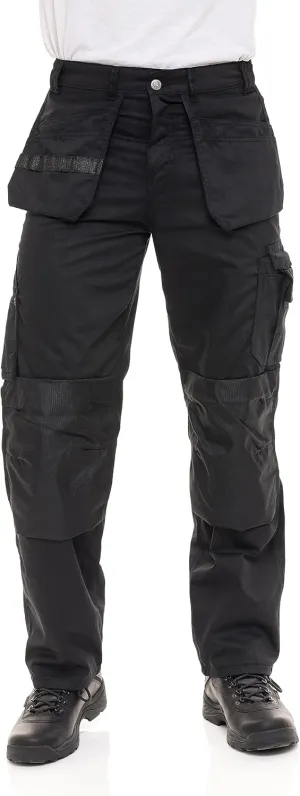Men's Heavy Duty Construction Pants with Cordura Knees & Tool Pockets - Durable Work Trousers