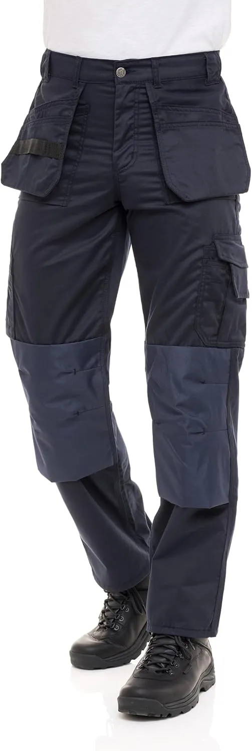 Men's Heavy Duty Construction Pants with Cordura Knees & Tool Pockets - Durable Work Trousers